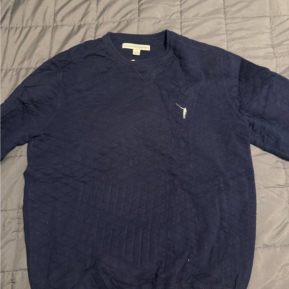 Holderness and Bourne Navy Quilted Sweater